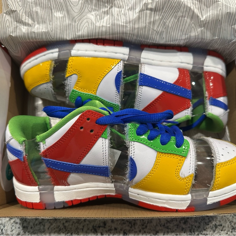 NEW Nike SB Dunk Low OG ‘Sandy Bodecker’ Green, Blue, Yellow, Red, Clear Panel